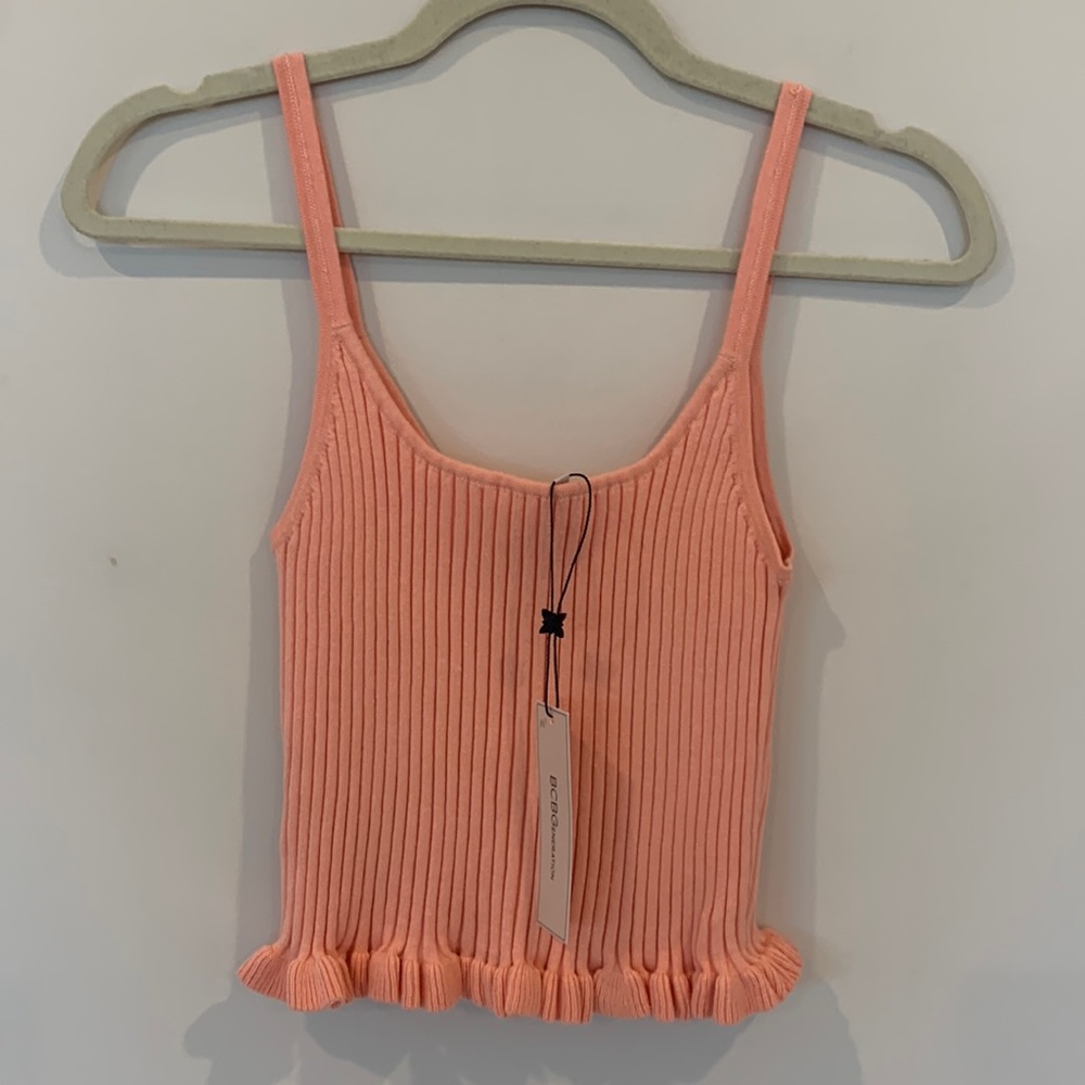 BCBGeneration Apricot Blush Tank Crop Top Ribbed Size S